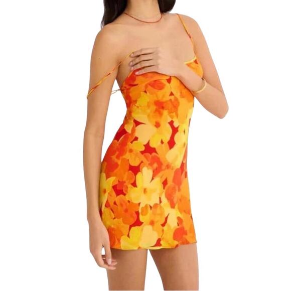 Rumored Dresses & Skirts - Rumored Chiffon Vintage Slip Mini Dress Heatwave Yellow Orange Floral XL NWT